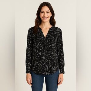Maison d’Amélie Black & White Dot Print Long Sleeve Blouse Size S